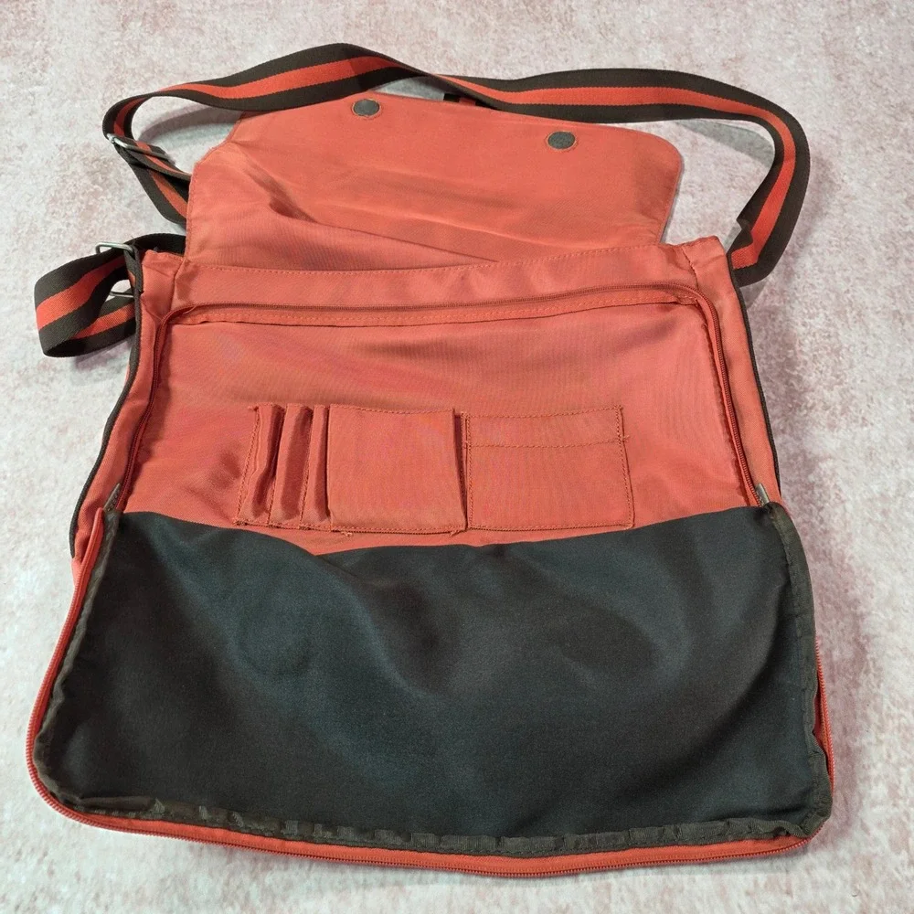 Gabol Spain Messenger Bag Leather Flap Orange Dark Brown Crossbody Adjustable